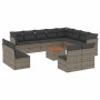 Set Divani da Giardino 13 pz con Cuscini Grigio in Polyrattan