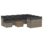 Set Divani da Giardino 11 pz con Cuscini in Polyrattan Grigio