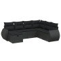 Set Divani da Giardino con Cuscini 7pz Nero Polyrattan