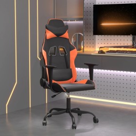 Sedia da Gaming Massaggiante Nero e Arancione in Similpelle