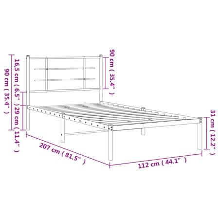 Giroletto con Testiera Metallo Bianco 107x203 cm