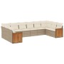 Set Divano da Giardino 10 pz con Cuscini Beige in Polyrattan