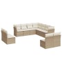 Set Divani da Giardino 11 pz con Cuscini Beige in Polyrattan