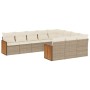 Set Divano da Giardino 10 pz con Cuscini Beige in Polyrattan