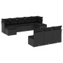 Set Divani da Giardino 10pz con Cuscini in Polyrattan Nero