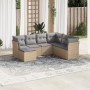 Set Divani da Giardino 7 pz con Cuscini Beige in Polyrattan