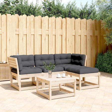 Set Divani da Giardino 4 pz con Cuscini Legno Massello di Pino