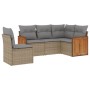 Set Divano da Giardino 5 pz con Cuscini Beige in Polyrattan