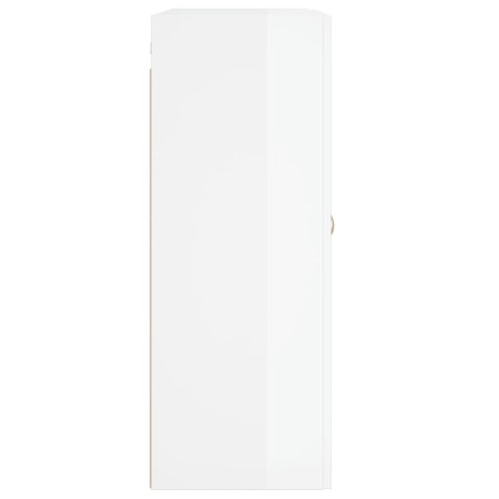 Mobile a Parete Bianco Lucido 69,5x34x90 cm Legno Multistrato