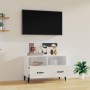 Mobile Porta TV Bianco Lucido 80x36x50 cm in Legno Multistrato