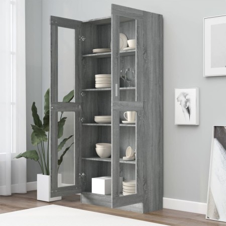 Mobile Vetrina Grigio Sonoma 82,5x30,5x185,5 Legno Multistrato