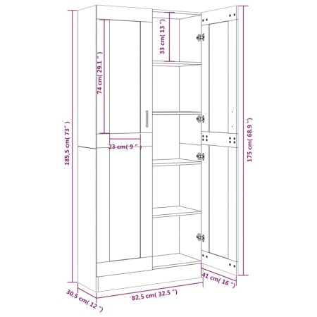 Mobile Vetrina Grigio Sonoma 82,5x30,5x185,5 Legno Multistrato