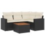 Set Divani da Giardino 5 pz con Cuscini in Polyrattan Nero