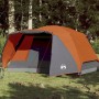 Tenda da Campeggio con Portico per 4 Persone Grigio e Arancione