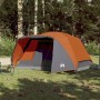 Tenda da Campeggio con Portico per 4 Persone Grigio e Arancione