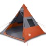 Tenda Campeggio Tipi 7 Persone Grigio/ Arancione Impermeabile