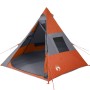 Tenda Campeggio Tipi 7 Persone Grigio/ Arancione Impermeabile