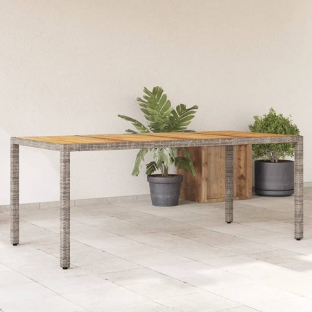 Tavolo Giardino Piano Legno Acacia Grigio 190x90x75 Polyrattan