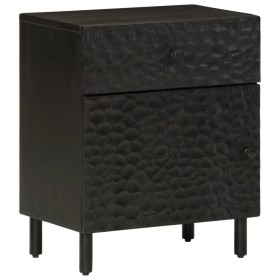 Comodino Nero 50x33x60 cm in Legno Massello di Mango