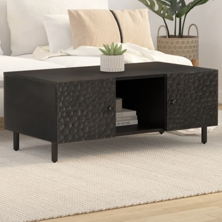 Tavolino da Salotto Nero 100x54x40cm in Legno Massello di Mango