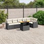 Set Divani da Giardino con Cuscini 7pz Nero Polyrattan