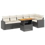 Set Divani da Giardino con Cuscini 7pz Nero Polyrattan