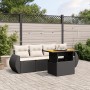 Set Divani da Giardino 5 pz con Cuscini in Polyrattan Nero