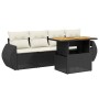 Set Divani da Giardino 5 pz con Cuscini in Polyrattan Nero