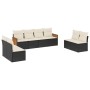 Set Divani da Giardino con Cuscini 8 pz Nero in Polyrattan