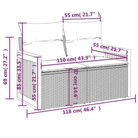 Set Divani da Giardino 4 pz con Cuscini in Polyrattan Grigio