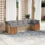 Set Divani da Giardino 7 pz con Cuscini Beige in Polyrattan