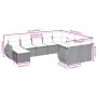 Set Divani da Giardino 10pz con Cuscini in Polyrattan Nero