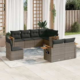 Set Divano da Giardino 8 pz con Cuscini Grigio in Polyrattan