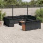 Set Divani da Giardino 14pz con Cuscini in Polyrattan Nero