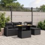 Set Divano da Giardino 6 pz con Cuscini Nero in Polyrattan