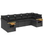 Set Divani da Giardino con Cuscini 7pz Nero Polyrattan