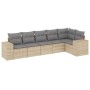 Set Divano da Giardino 6 pz con Cuscini Beige in Polyrattan