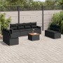 Set Divani da Giardino 9 pz con Cuscini Nero in Polyrattan