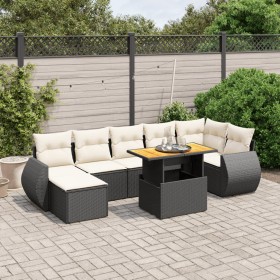 Set Divani da Giardino con Cuscini 8 pz Nero in Polyrattan