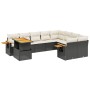 Set Divani da Giardino 10pz con Cuscini in Polyrattan Nero