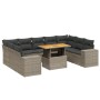 Set Divano da Giardino 10 pz con Cuscini Grigio in Polyrattan