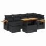 Set Divani da Giardino con Cuscini 7pz Nero Polyrattan