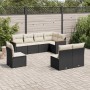 Set Divani da Giardino con Cuscini 8 pz Nero in Polyrattan