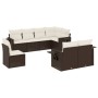 Set Divani da Giardino 8 pz con Cuscini Marrone in Polyrattan