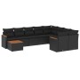 Set Divani da Giardino 10pz con Cuscini in Polyrattan Nero