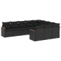 Set Divani da Giardino 10pz con Cuscini in Polyrattan Nero