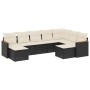 Set Divani da Giardino 9 pz con Cuscini Nero in Polyrattan