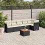 Set Divani da Giardino con Cuscini 7pz Nero Polyrattan