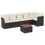 Set Divani da Giardino con Cuscini 7pz Nero Polyrattan