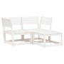 Set Divani da Giardino 3 pz Bianco in Legno Massello di Pino